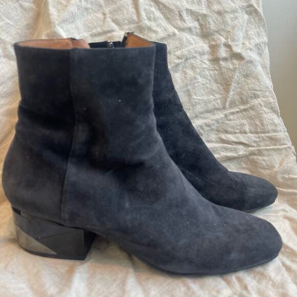Joie Suede Blue Block Heel Angle Boot With Cushioned Sole - 39 - Picture 2 of 6